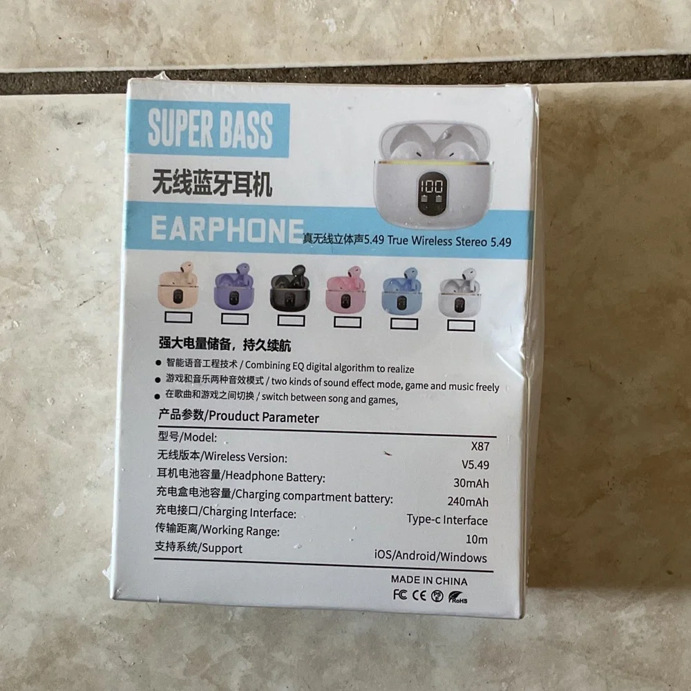 X87 White True Wireless Stereo Earbuds with Charging Case